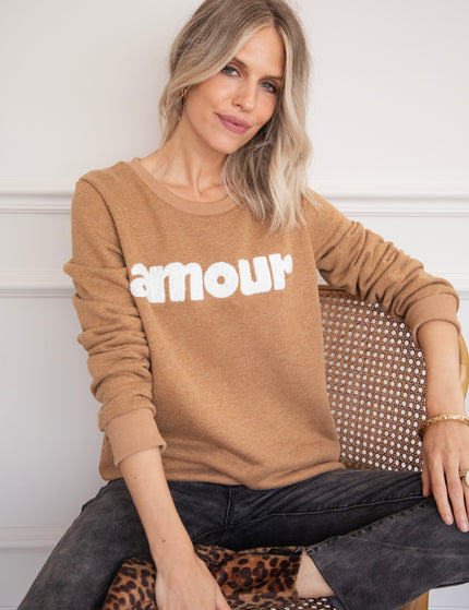 Pullover - Amour - Camel/Weiß