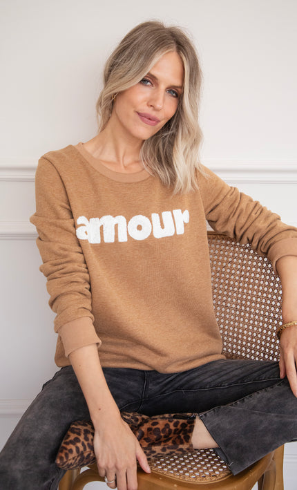 Pullover - Amour - Camel/Weiß