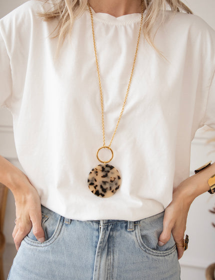 Rina Round Beige/Black - Necklace