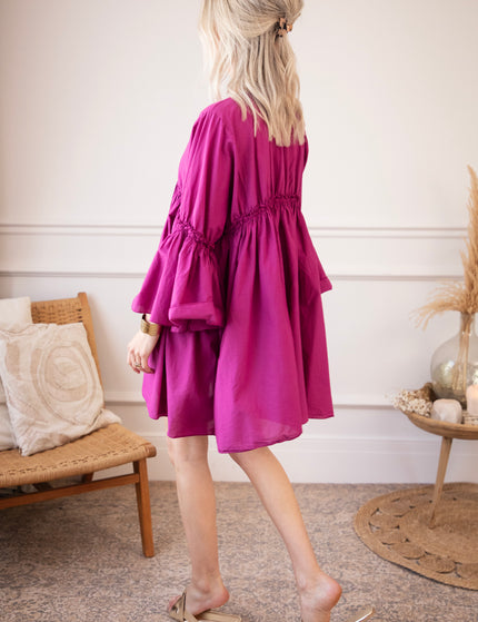 Feline Pleated Plum - Dress