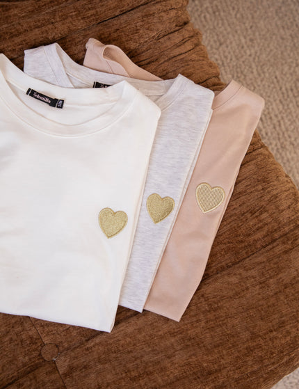 T-Shirt - Beating Heart - Grau/Gold