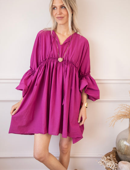 Feline Pleated Plum - Dress