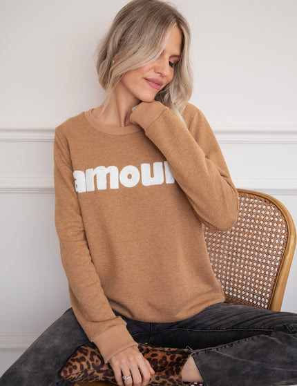 Pullover - Amour - Camel/Weiß