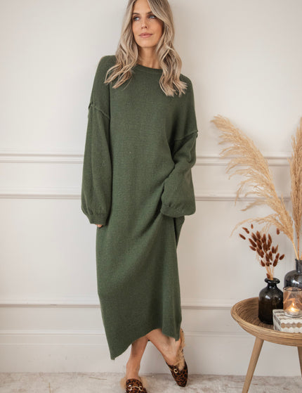 Cozy Claire Kaki - Sweater Dress