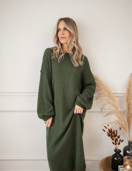 Cozy Claire Kaki - Sweater Dress