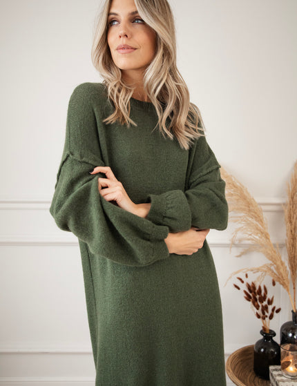 Cozy Claire Kaki - Sweater Dress