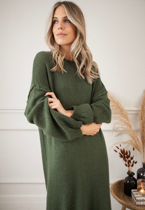 Cozy Claire Kaki - Sweater Dress