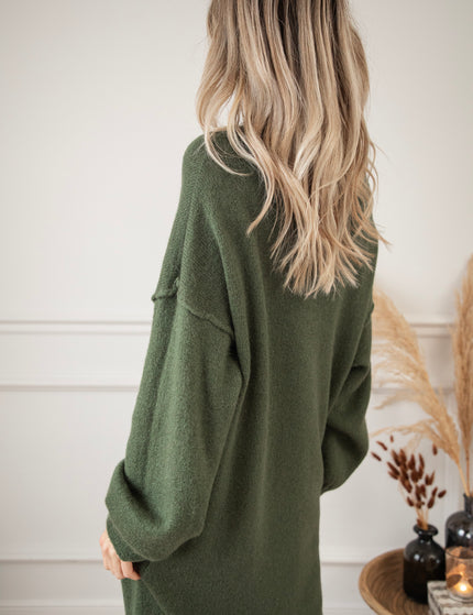 Cozy Claire Kaki - Sweater Dress