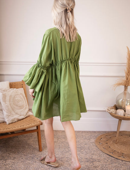 Feline Pleated Green - Dress