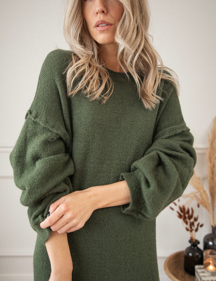 Cozy Claire Kaki - Sweater Dress