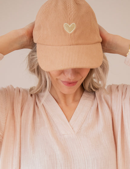 Beating Heart Corduroy Camel - Cap