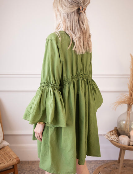 Feline Pleated Green - Dress