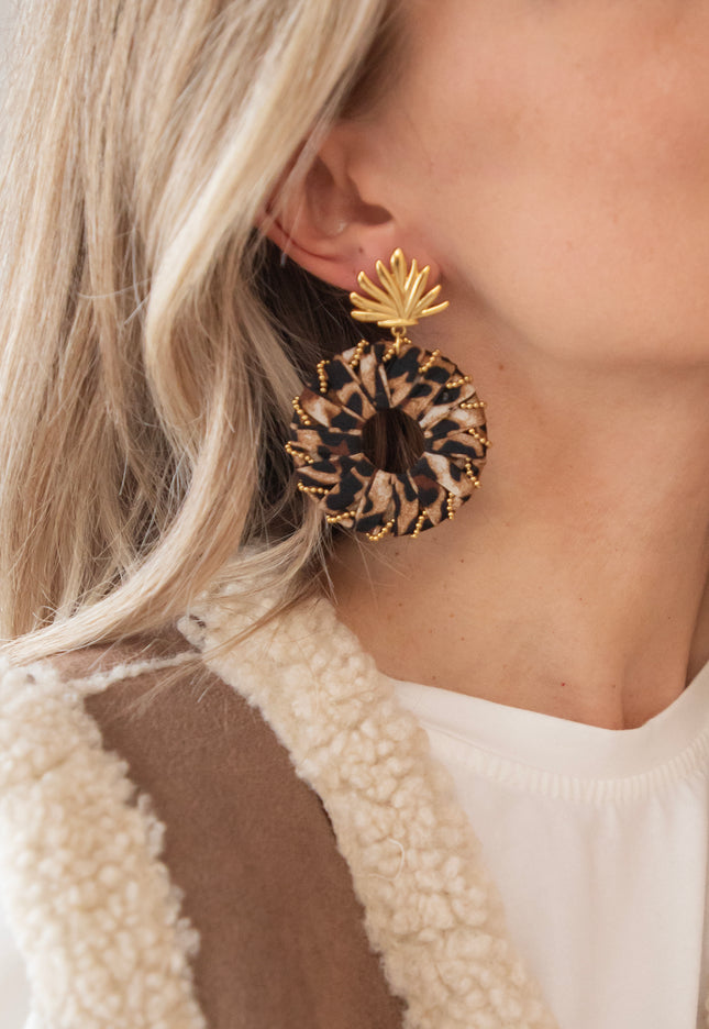 Leonie Hoops Brown/Gold - Earrings