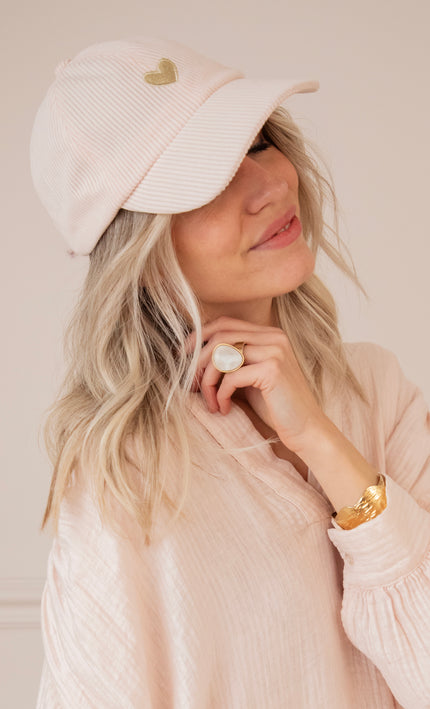 Beating Heart Corduroy Soft Pink - Cap