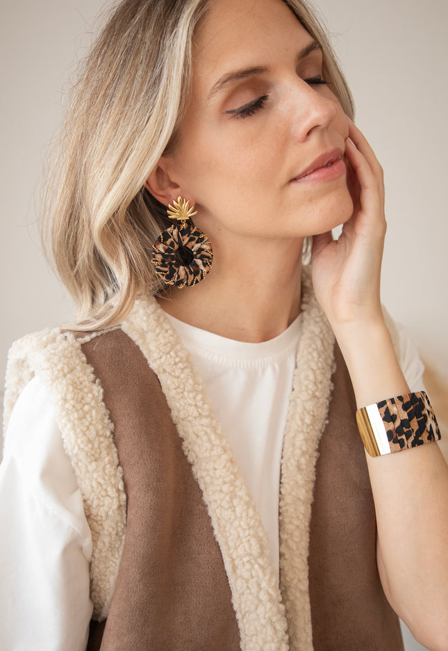 Leonie Hoops Brown/Gold - Earrings