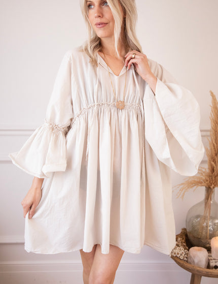Feline Pleated Beige - Dress
