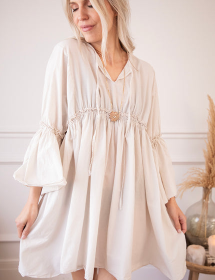 Feline Pleated Beige - Dress