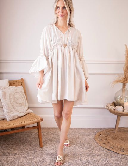 Feline Pleated Beige - Dress
