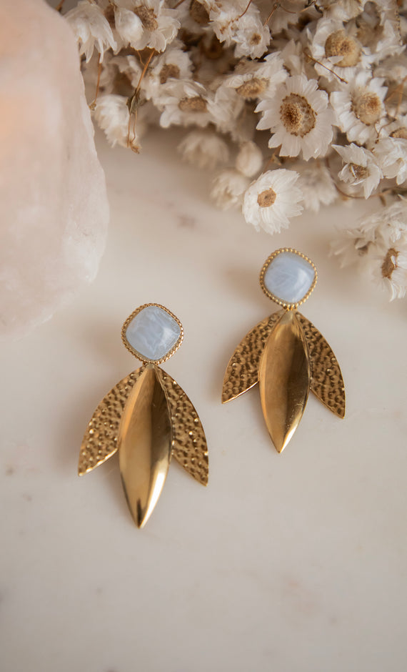 Maya Soft Blue/Gold - Oorbellen