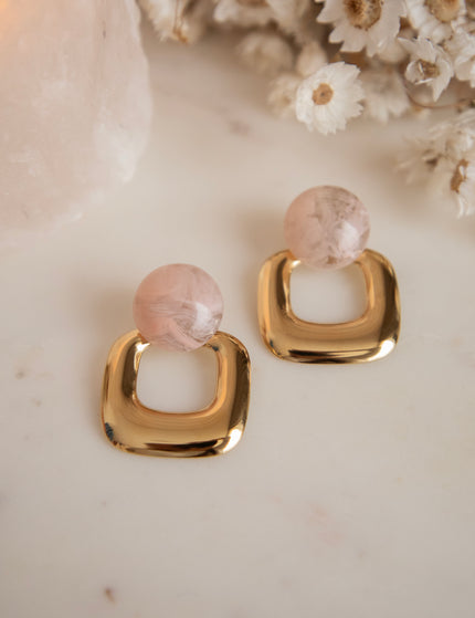 Blush Square Soft Pink/Gold - Earrings