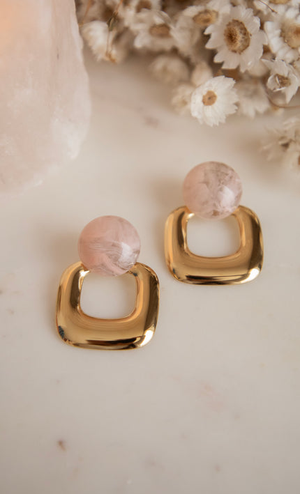 Blush Square Soft Pink/Gold - Earrings