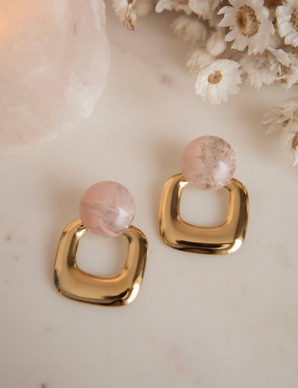 Blush Square Soft Pink/Gold - Earrings