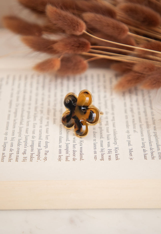 Power Flower Brown/Black - Ring