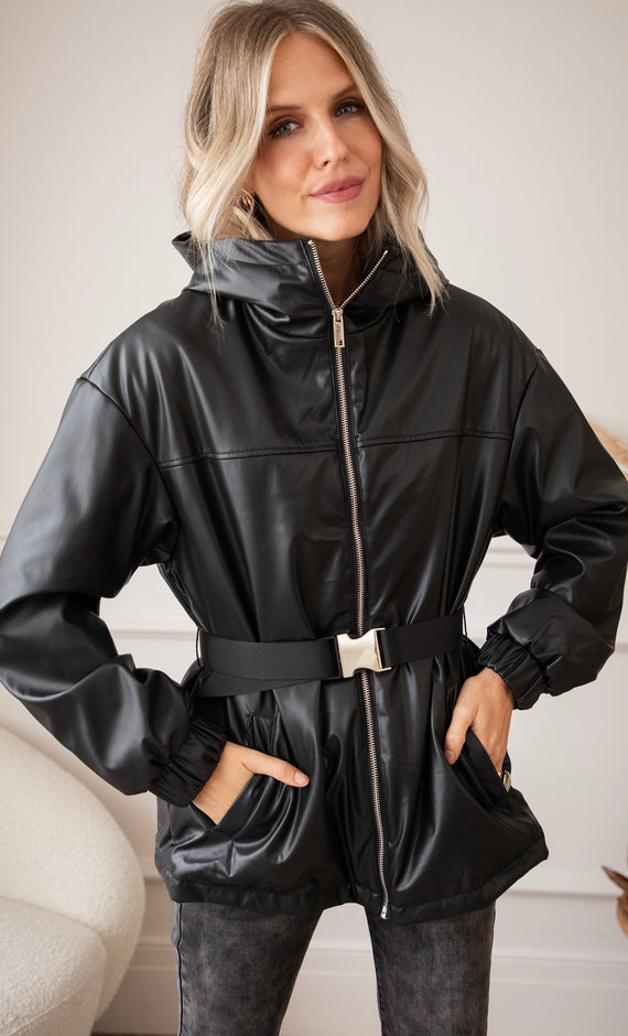 Jenna Leather Black - Coat