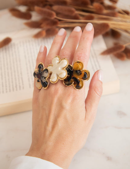 Power Flower Brown/Black - Ring