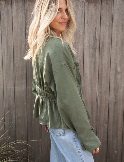 Gathered Grace Kaki - Jacket