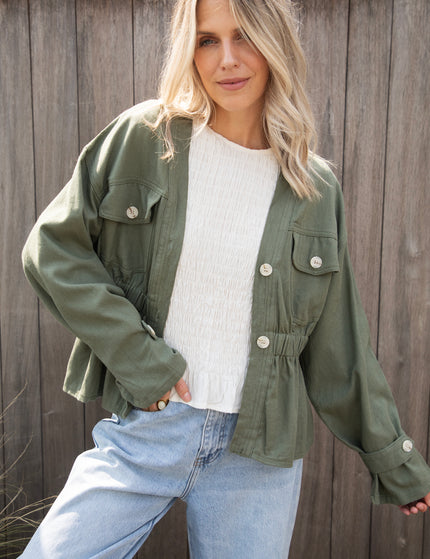 Gathered Grace Kaki - Jacket