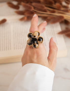 Power Flower Beige/Black - Ring