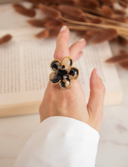 Power Flower Beige/Black - Ring