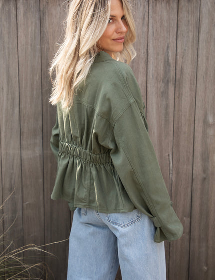 Gathered Grace Kaki - Jacket