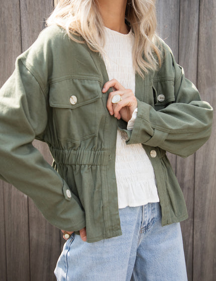 Gathered Grace Kaki - Jacket