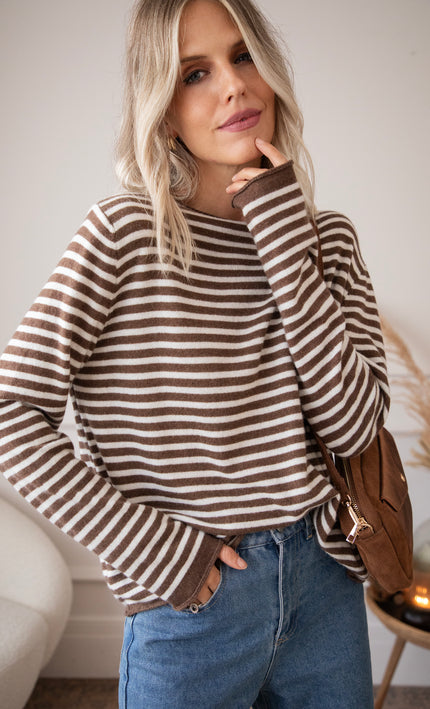 Softly Striped Choco - Sweater