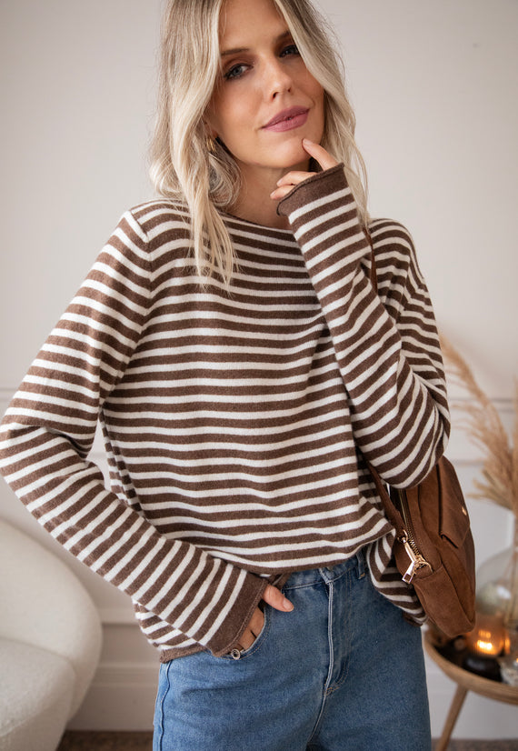 Softly Striped Choco - Sweater