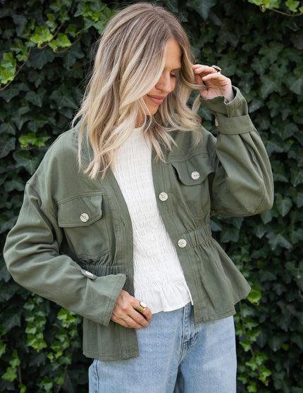 Gathered Grace Kaki - Jacket