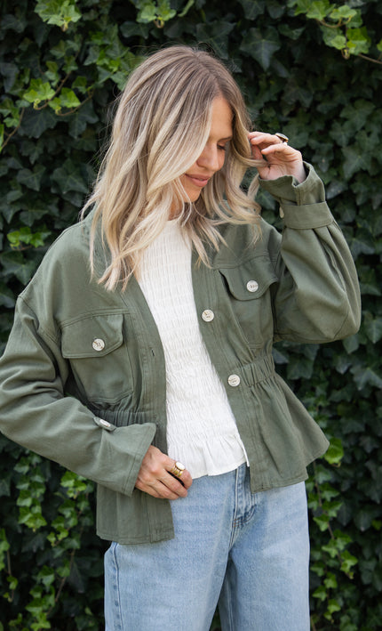Gathered Grace Kaki - Jacket