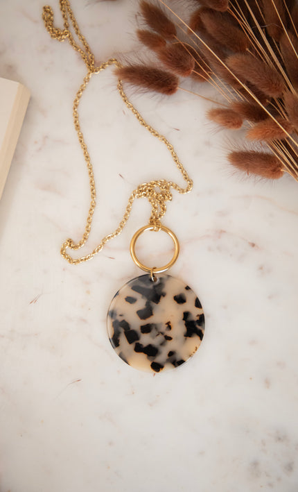 Rina Round Beige/Black - Ketting