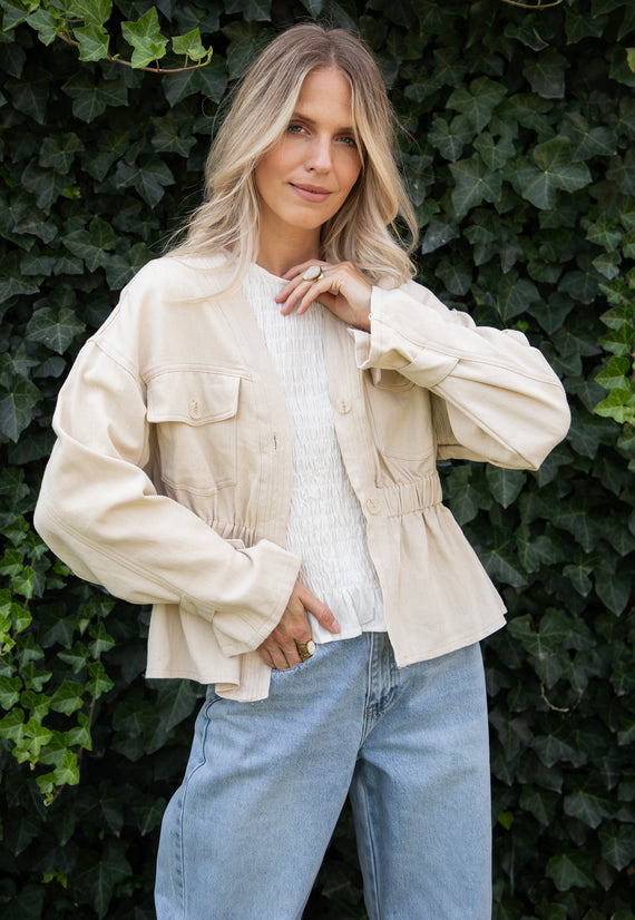 Gathered Grace Beige - Jacket