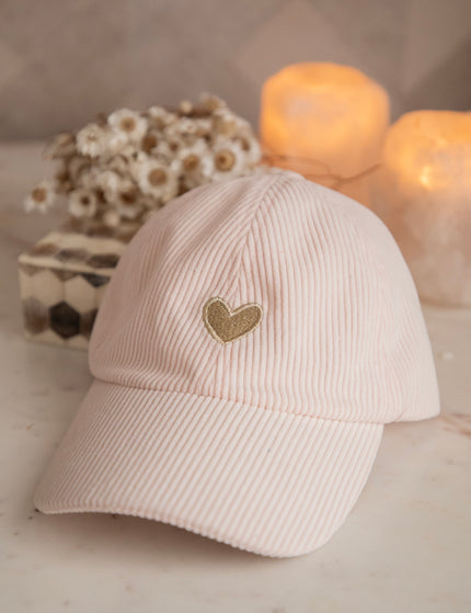 Beating Heart Corduroy Soft Pink - Cap