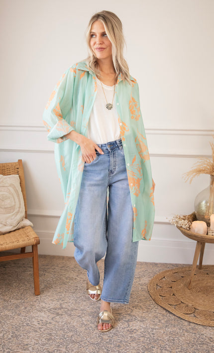 Bloom Breeze Sky Blue/Orange - Jurk/Tuniek