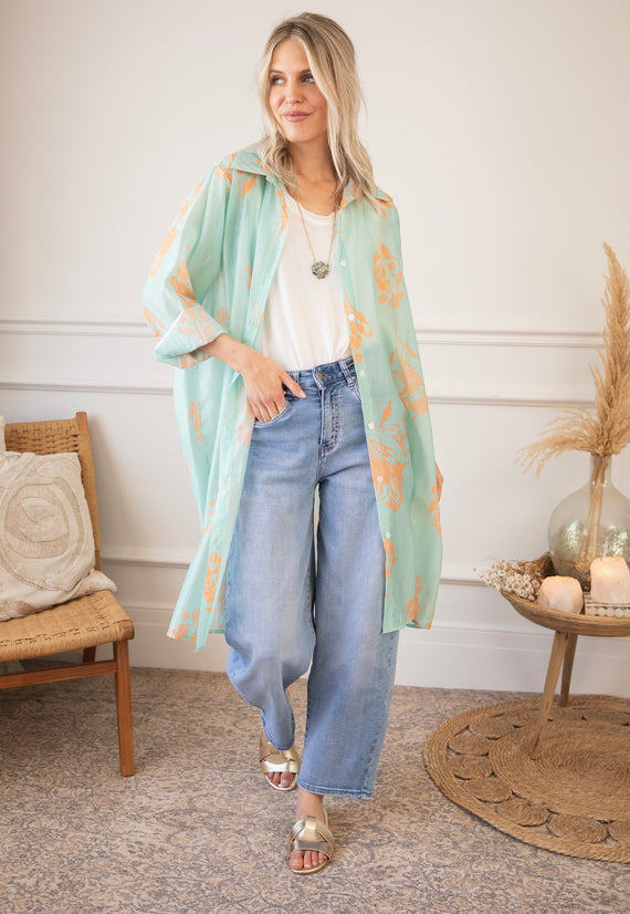 Bloom Breeze Sky Blue/Orange - Jurk/Tuniek