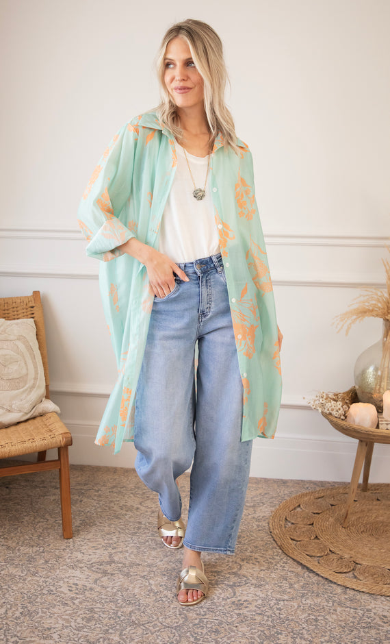 Bloom Breeze Sky Blue/Orange - Jurk/Tuniek