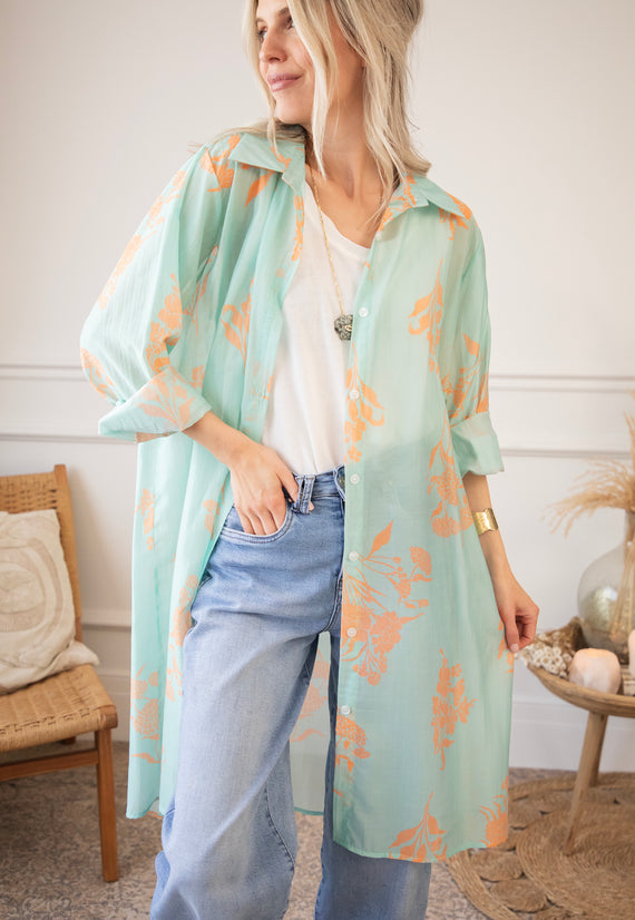 Bloom Breeze Sky Blue/Orange - Jurk/Tuniek