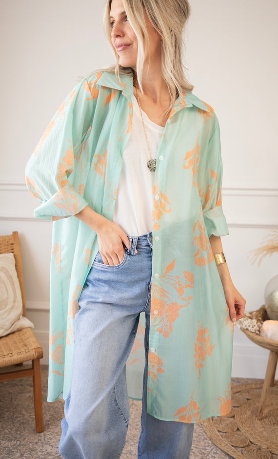 Bloom Breeze Sky Blue/Orange - Jurk/Tuniek