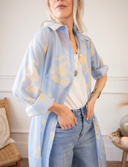 Bloom Breeze Blue/Camel - Dress/Tunic