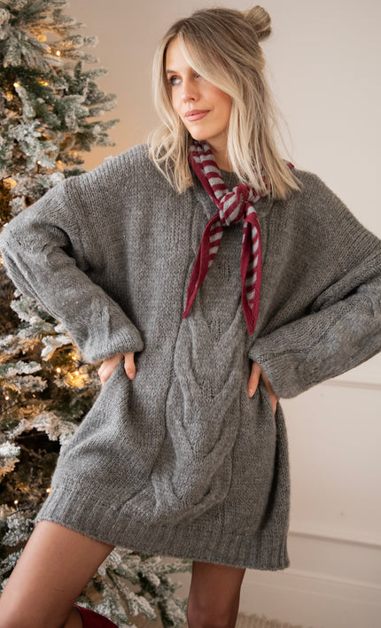 Coco Cable Dark Grey - Sweater Dress