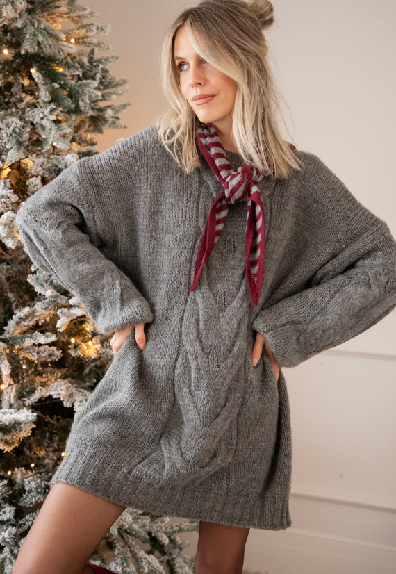 Coco Cable Dark Grey - Sweater Dress